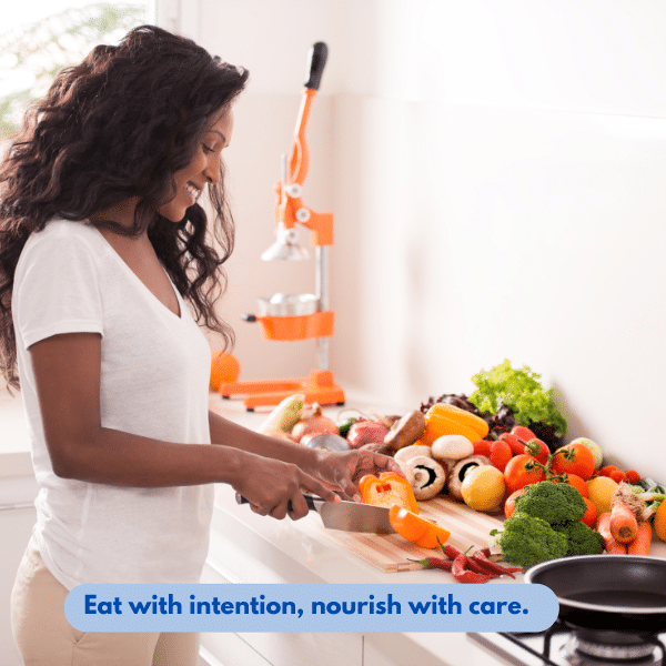 Woman cutting vegetables 
