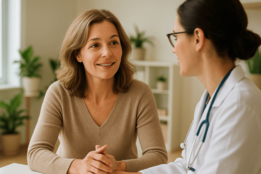 Woman consulting with medical professional about medically guided weight loss in San Diego