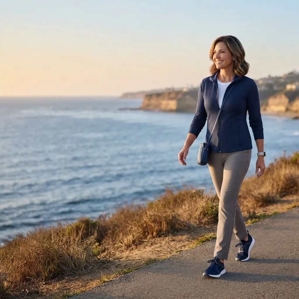 Woman enjoying an active San Diego coastal lifestyle with MediFit Weight Loss